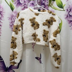 SHEIN Cream and Brown Teddy Bear Sweater